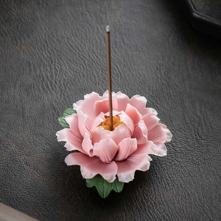 Buddha Stones, bruciatore di incenso in ceramica con benedizione del loto tibetano, decorazione
