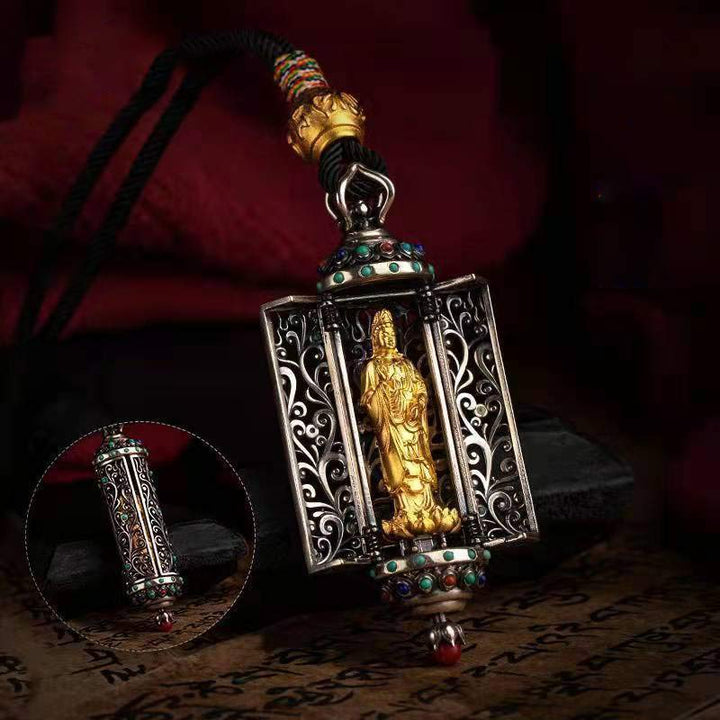 Buddha Stones Tibetano Avalokitesvara Argento Ricchezza Protezione Decorazione