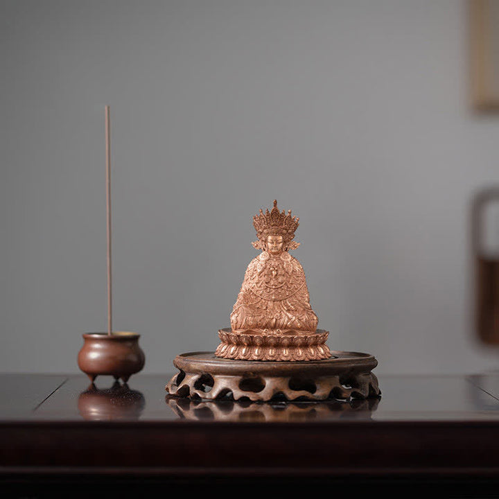 Statua di Buddha Shakyamuni in rame fatta a mano con compassione, decorazione