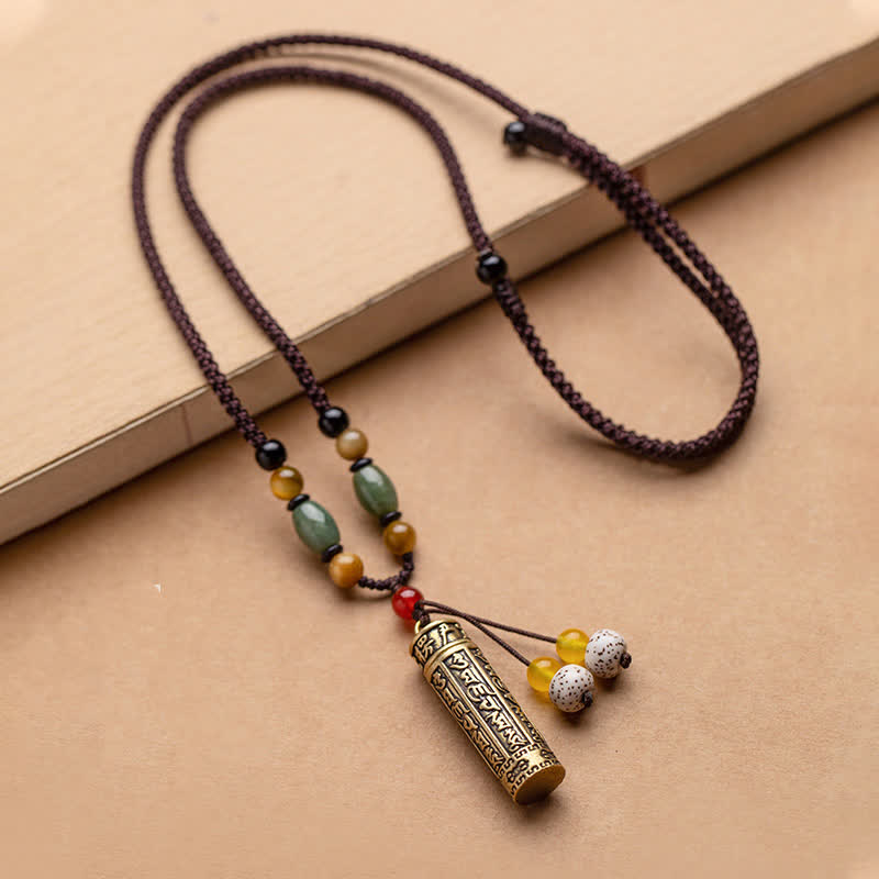 Buddhastoneshop Tibet Om Mani Padme Hum Agata Shurangama Sutra Collana con pendente di protezione - Semi di rame e bodhi - image 11