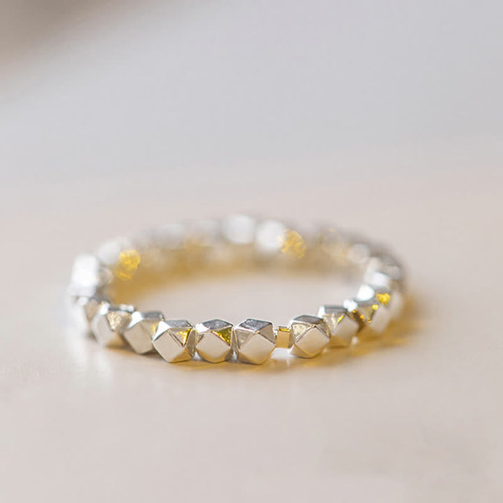 Anello di benedizione con perline in argento sterling 925 Buddha Stones