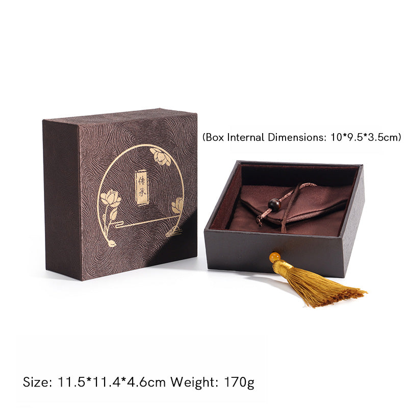 Scatola portaoggetti vintage per gioielli Lotus con nappe, scatola regalo - Marrone (11,5*11,4*4,6 cm) - image 0