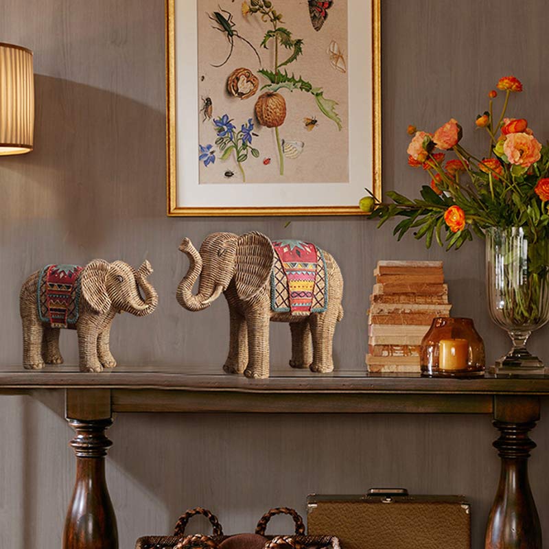 Decorazione per la casa in resina con elefante, saggezza e ricchezza