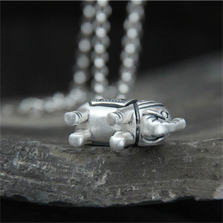 Collana con ciondolo Buddha Stones in argento sterling 990 con forza dell'elefante