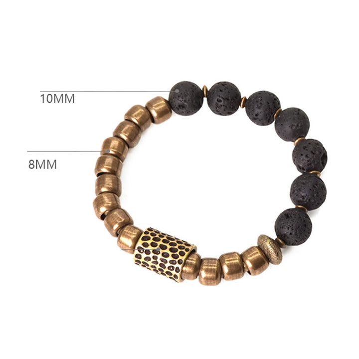 Buddha Stones Pietra di Lava Pietra Arcobaleno Ossidiana Rame Supporto Braccialetto di Guarigione