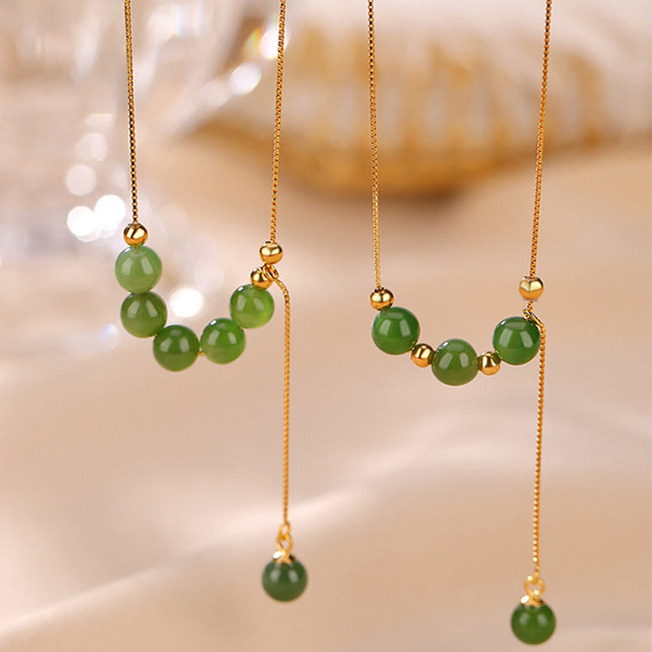 Collana con ciondolo curativo in argento sterling 925 con perle di giada ciano e Buddha Stones