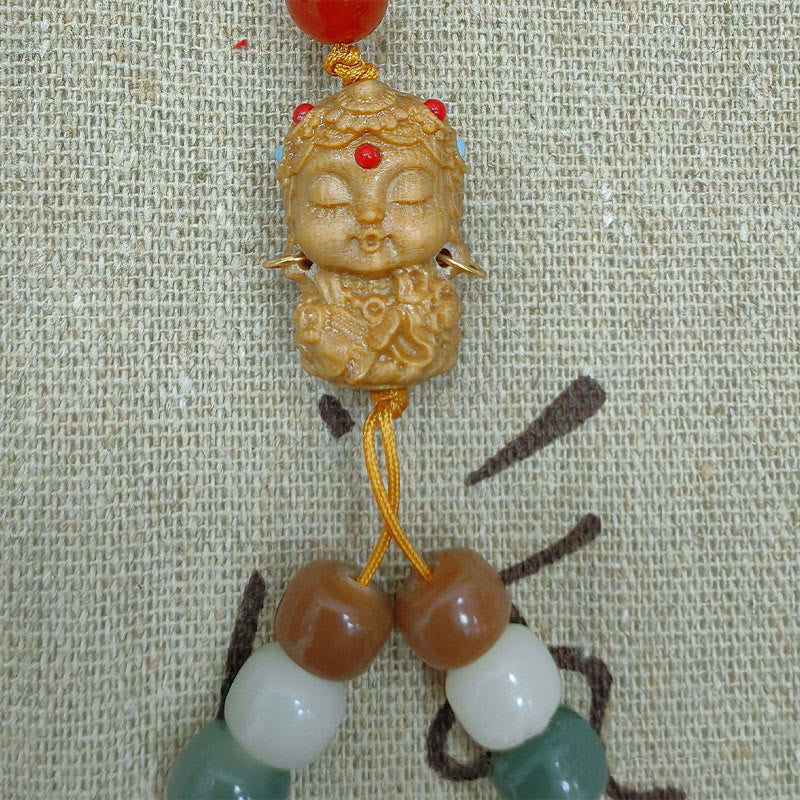 Buddha Stones 108 Mala Beads Gradient Bodhi Seed Green Tara Buddha Braccialetto inciso Peace Harmony