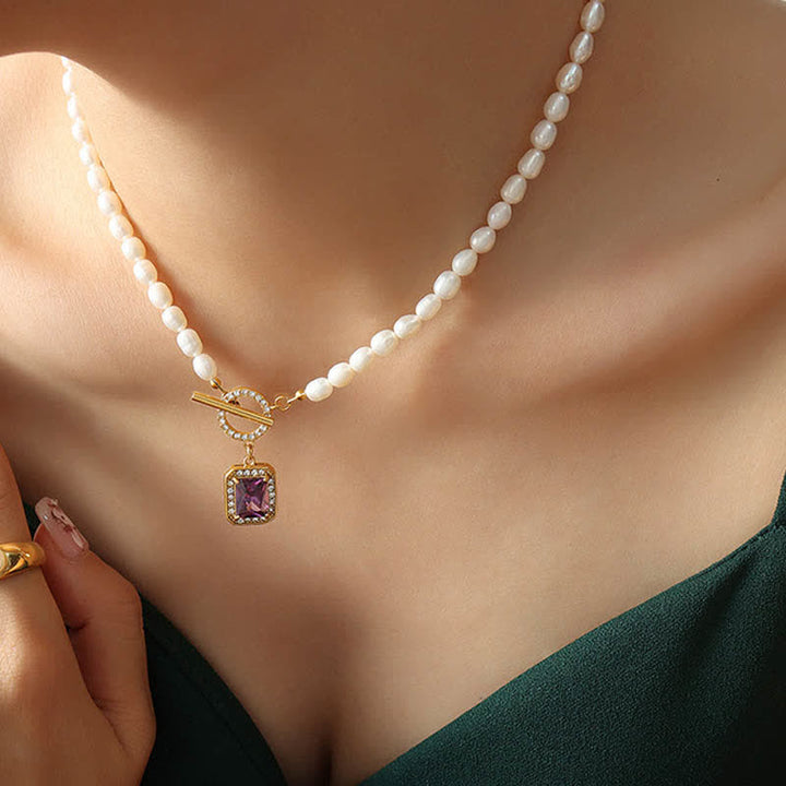 Collana con ciondolo con ciondolo di perle e zirconi della ricchezza