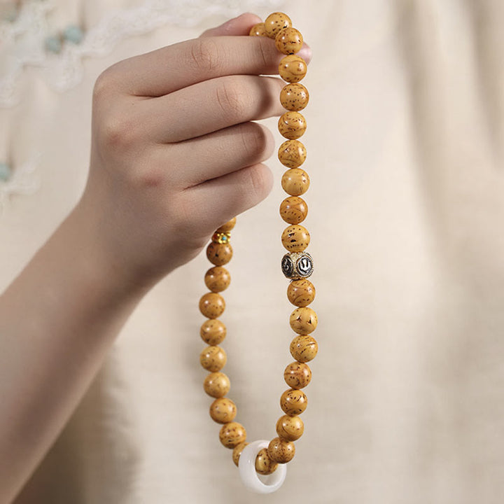 Braccialetto doppio giro Buddha Stones Tibetano Naturale Viola Oro Ratto Bodhi Seed Ricchezza