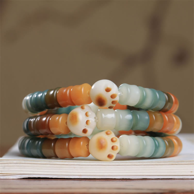 Braccialetto della saggezza con zampa di gatto, semi di Bodhi colorati Buddha Stones - image 6