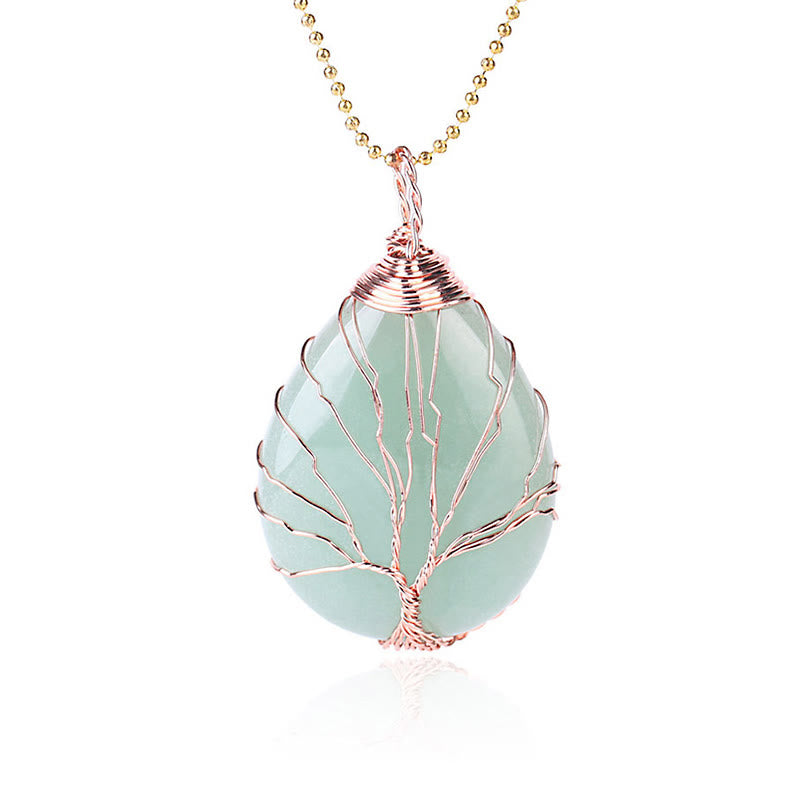 Buddha Stones Cristallo di quarzo naturale Albero della vita Collana con ciondolo energetico curativo - Albero di avventurina verde oro rosa - image 6