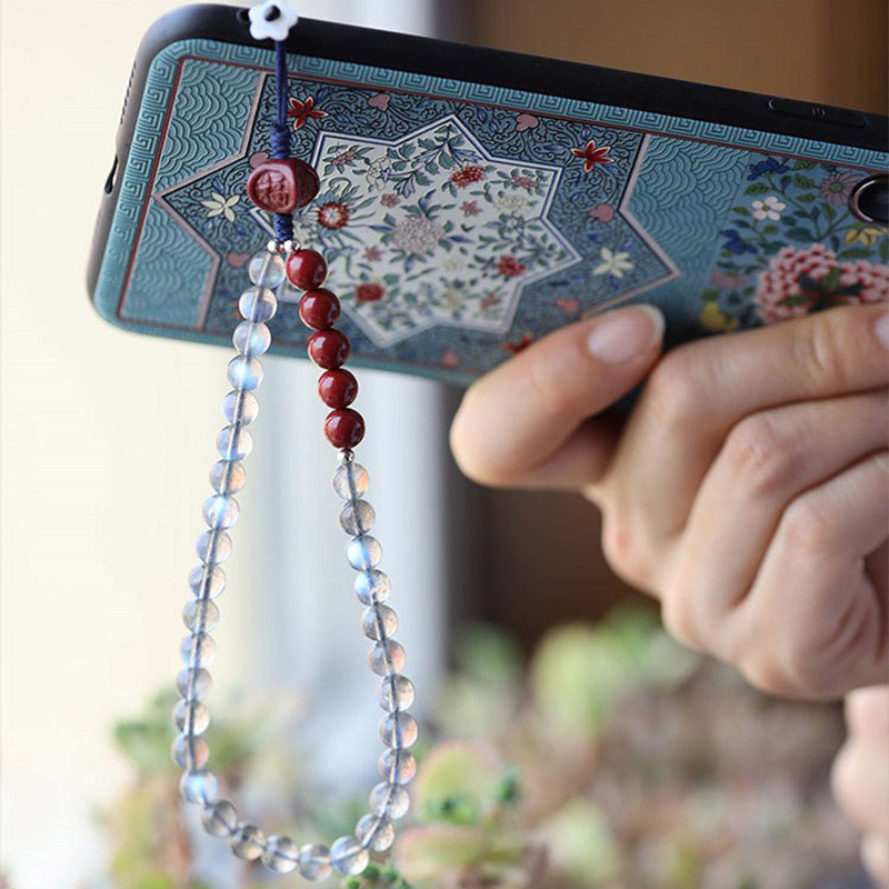 Decorazione per telefono calma e positiva in pietra di luna naturale cinabro - image 2