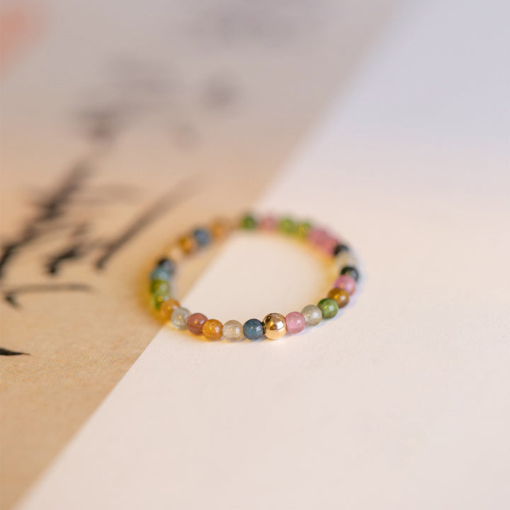 Anello Buddha Stones Natural Tormalina Positive Love