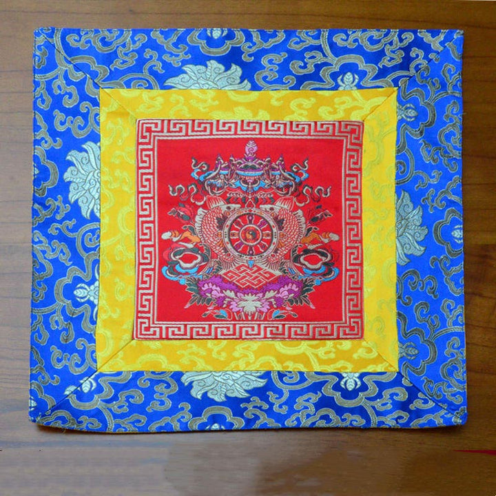 Tappetino per preghiera, meditazione, forza, nodo infinito, Vajra Man-Bcu, Kalachakra, simboli di buon auspicio