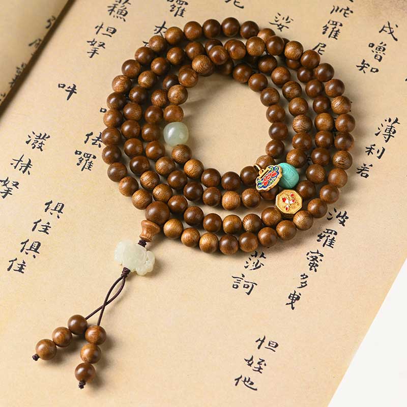 Braccialetto di protezione e calma in palissandro tibetano Buddha Stones Mala