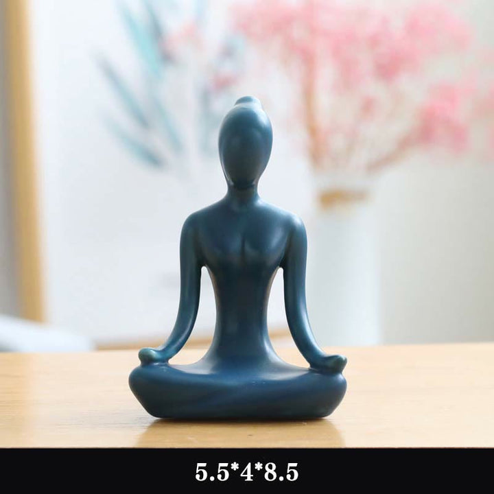 Astratto Yoga Meditazione Esercizio Ceramica Spirituale Figurina Scultura Decorazione - image 2