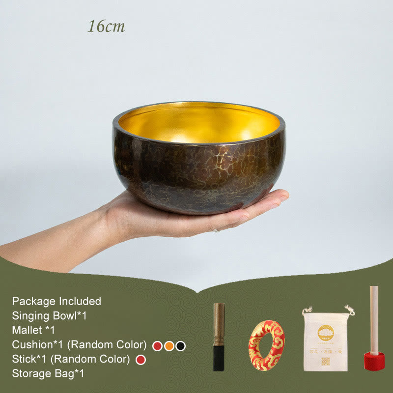 Ciotola sonora tibetana per meditazione, realizzata a mano, per guarigione, yoga e mindfulness. Set di ciotole sonore. - 16 cm - image 2