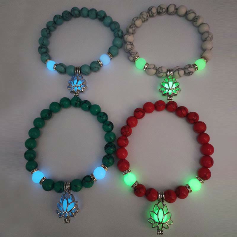 Braccialetto di protezione con perline luminose in pietra luminosa turchese tibetano Buddha Stones