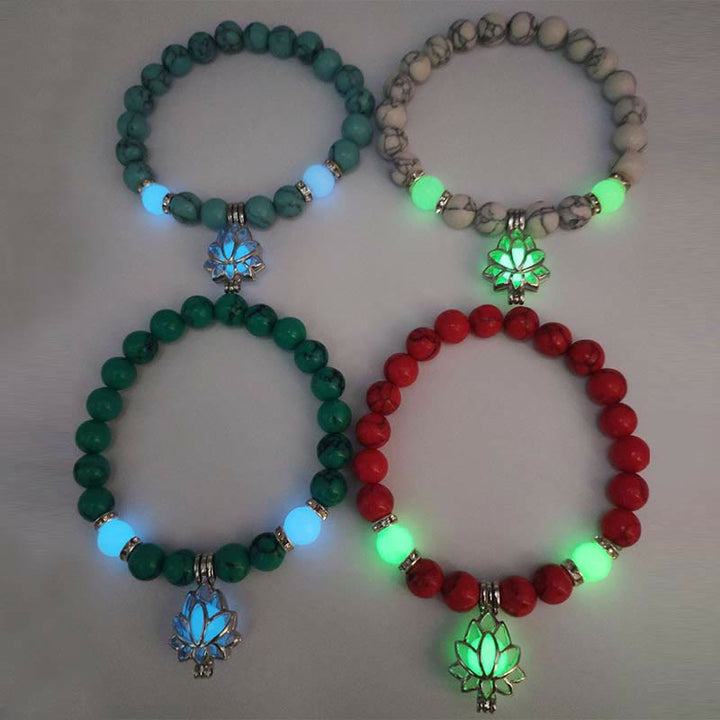 Braccialetto di protezione con perline luminose in pietra luminosa turchese tibetano Buddha Stones