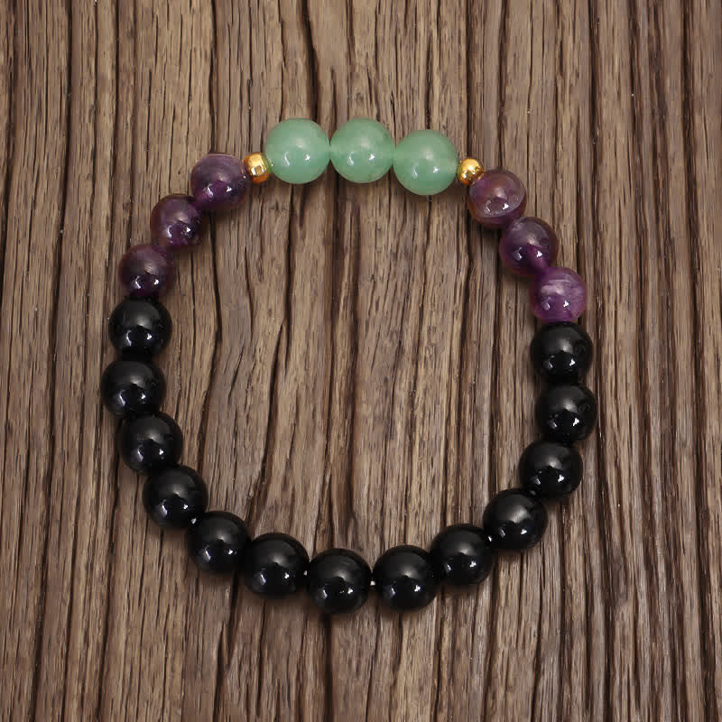 Buddha Stones 108 Mala Beads Ametista Verde Avventurina Loto Bracciale Meditazione - image 5