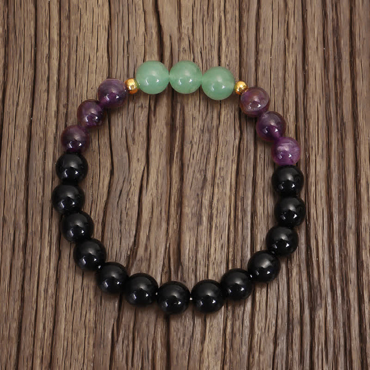 Buddha Stones 108 Mala Beads Ametista Verde Avventurina Loto Bracciale Meditazione - image 10