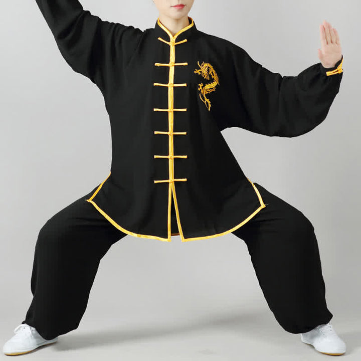 Buddha Stones Drago Ricamato Qi Gong Zen Pratica Spirituale Meditazione Preghiera Uniforme Unisex Abbigliamento Set - image 6