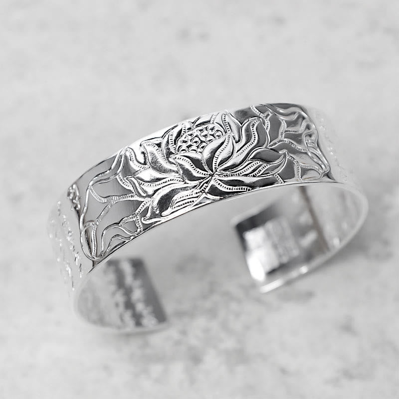 Buddha Stones Braccialetto portafortuna in rame bianco con loto tibetano - Incisione trasparente - image 10