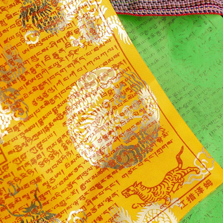 Bandiere di preghiera tibetane a 5 colori con motivo drago e cavallo del vento, per esterni, 20 pezzi. - image 10