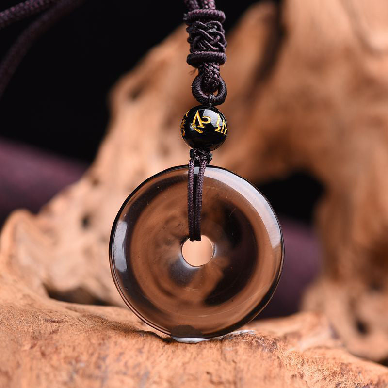 Collana di protezione in ossidiana tibetana Buddha Stones
