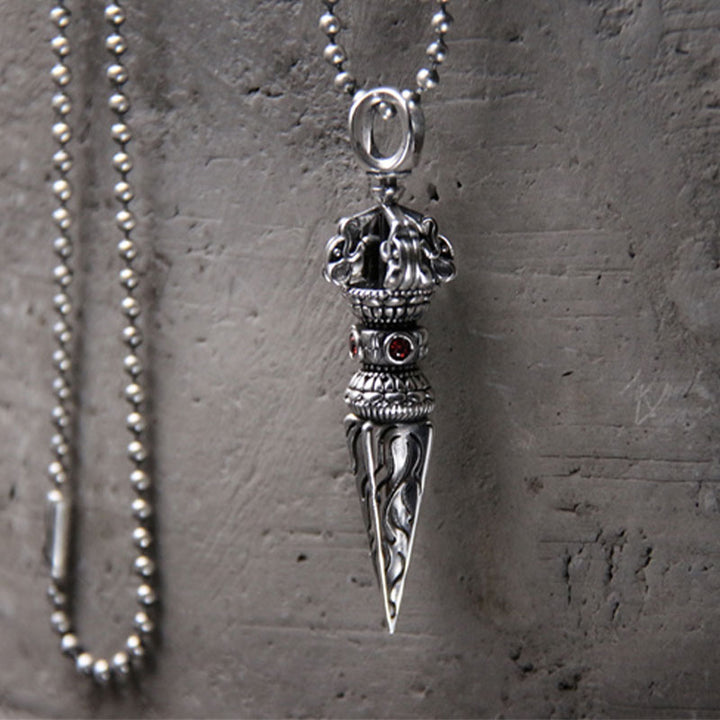 Collana con ciondolo di potere spirituale Vajra in argento sterling 925 Buddha Stones