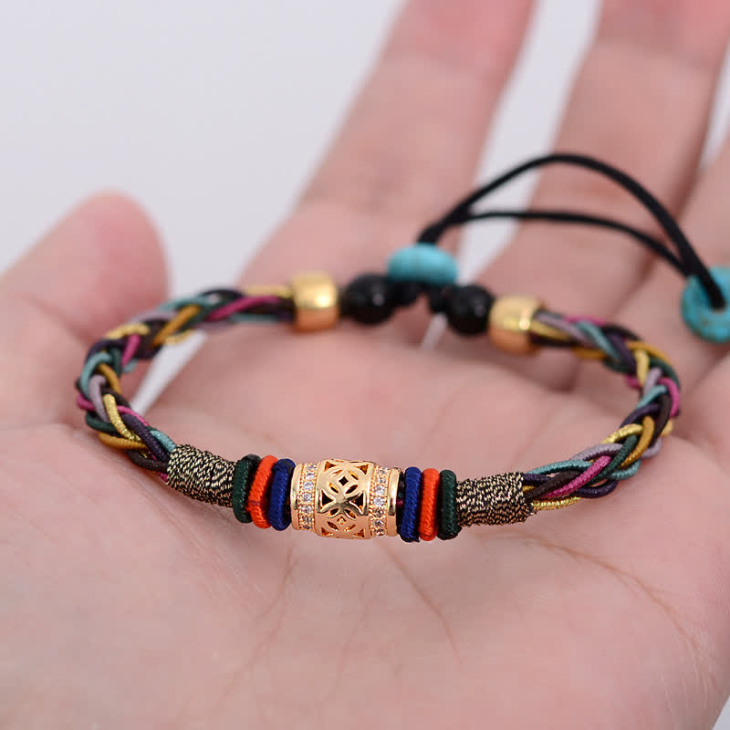 Braccialetto di corda intrecciata con moneta di rame con nodo a otto fili fatto a mano in pietre Buddha Stones tibetano - image 3