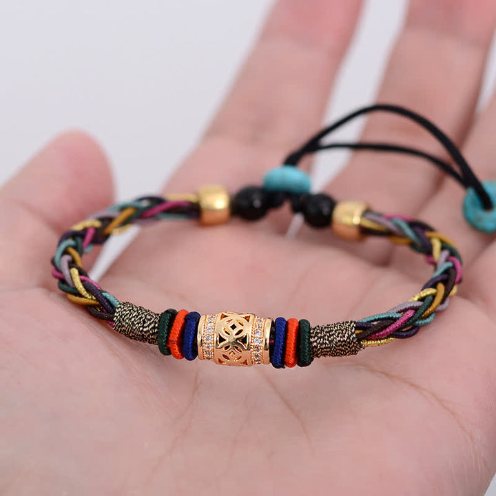 Braccialetto di corda intrecciata con moneta di rame con nodo a otto fili fatto a mano in pietre Buddha Stones tibetano - image 3