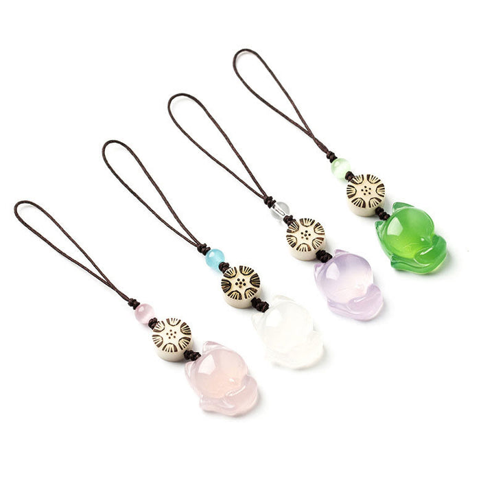 Decorazione da appendere al telefono in calcedonio naturale Fox Harmony