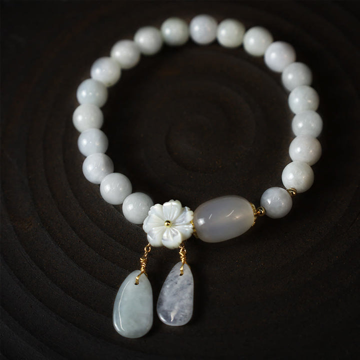 Buddha Stones Bracciale portafortuna in giada bianca naturale - image 8
