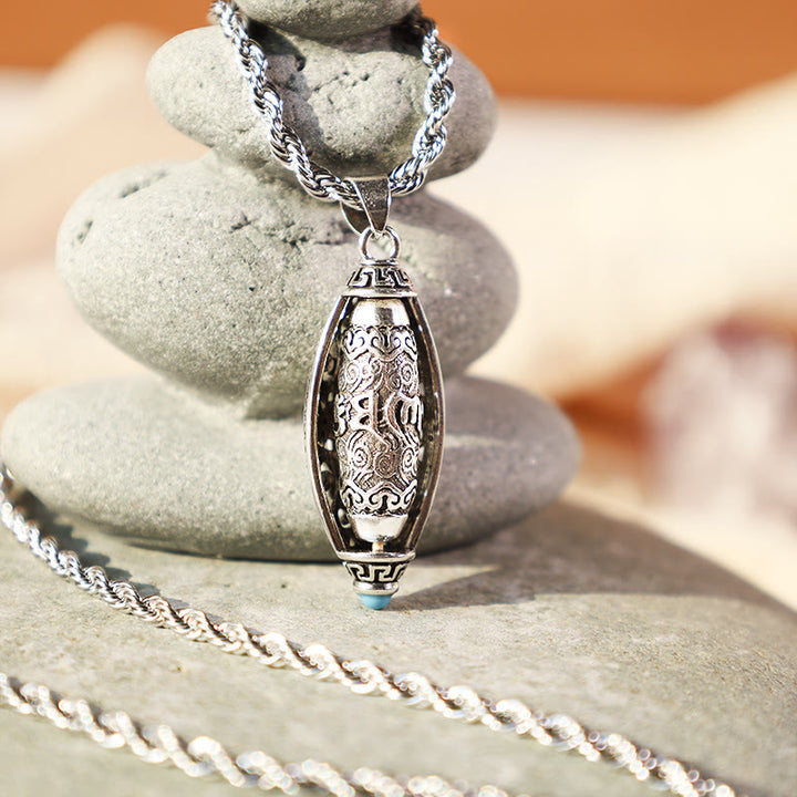 Collana di protezione con ciondolo girevole Buddha Stones Tibet Om Mani Padme Hum