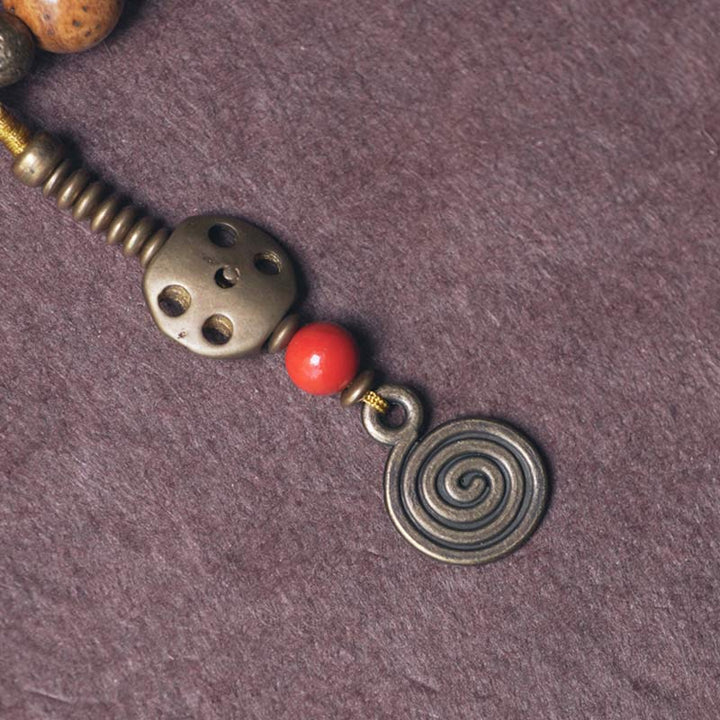 Buddha Stones 108 Mala Beads Bodhi Seed Saggezza Pace Nappa Bracciale