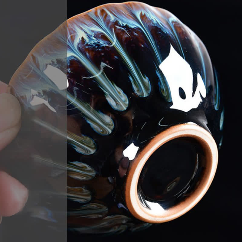 Buddha Stones Lotus Pavone Drago Fenice Koi Pesce Tazza da tè in ceramica Tazze da tè intarsiate 120ml