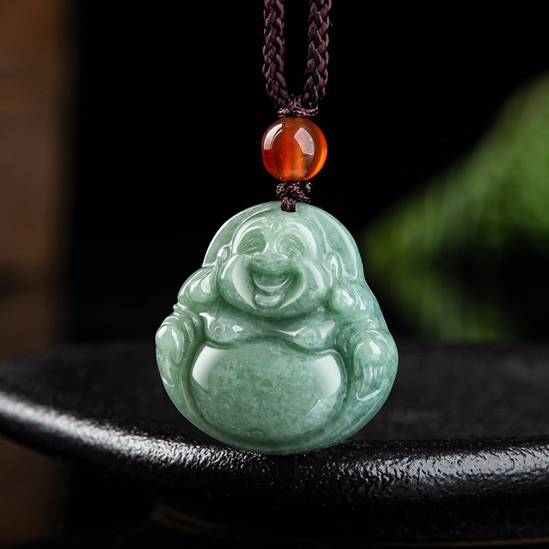 Collana con ciondolo a corda in giada Buddha Stones che ride - image 6