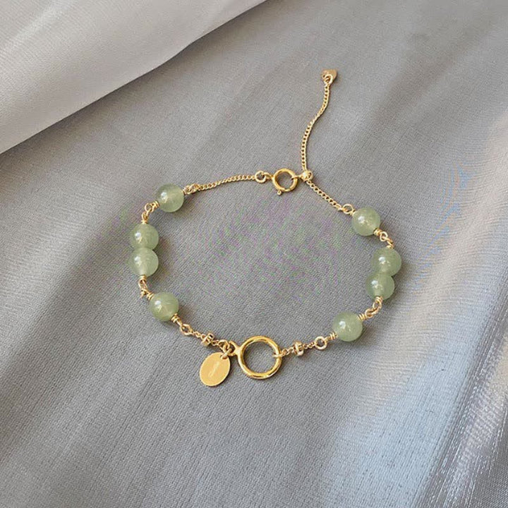 Braccialetto di perline della fortuna riempito d'oro 14K con giada naturale Hetian unica Buddha Stones - Giada naturale, il colore può variare leggermente. - image 0
