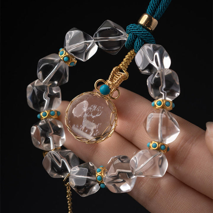 Buddha Stones Cristallo Bianco Cervo Zucca Protezione Auto Decorazione Appesa