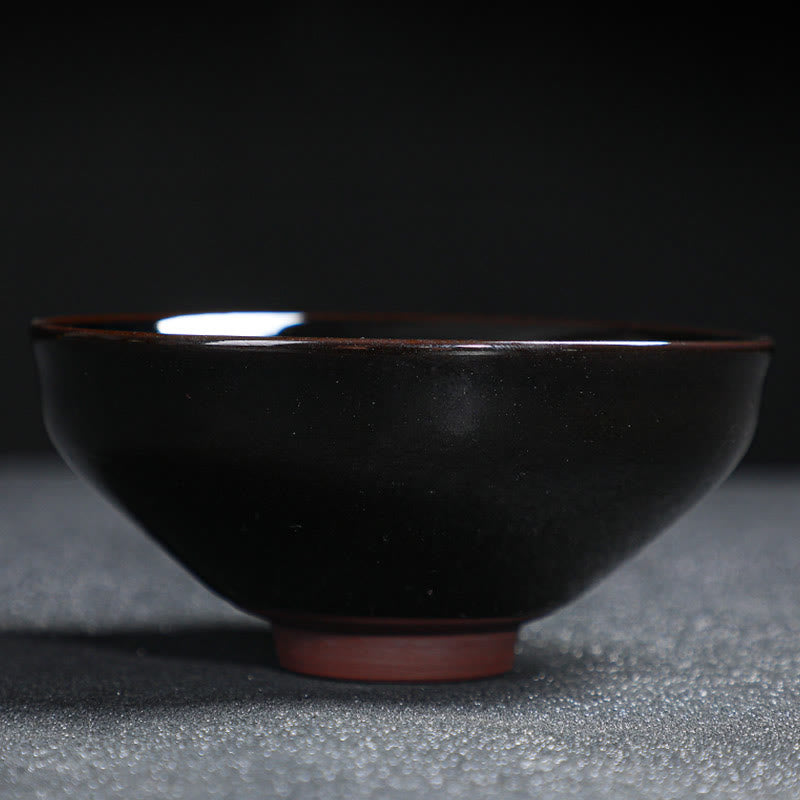 Buddha Stones Foglia d'acero dorata Tazza da tè cinese Jianzhan in ceramica Tazza da tè Tenmoku Kung Fu