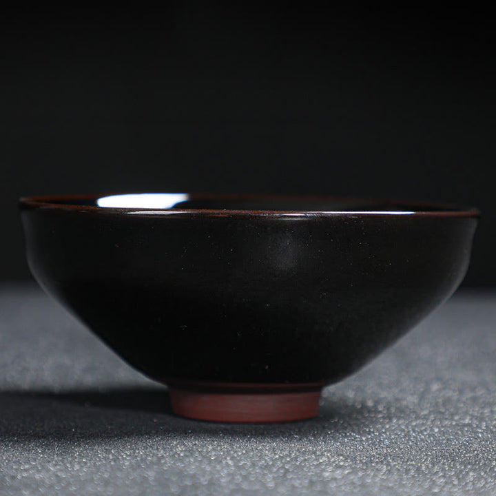 Buddha Stones Foglia d'acero dorata Tazza da tè cinese Jianzhan in ceramica Tazza da tè Tenmoku Kung Fu