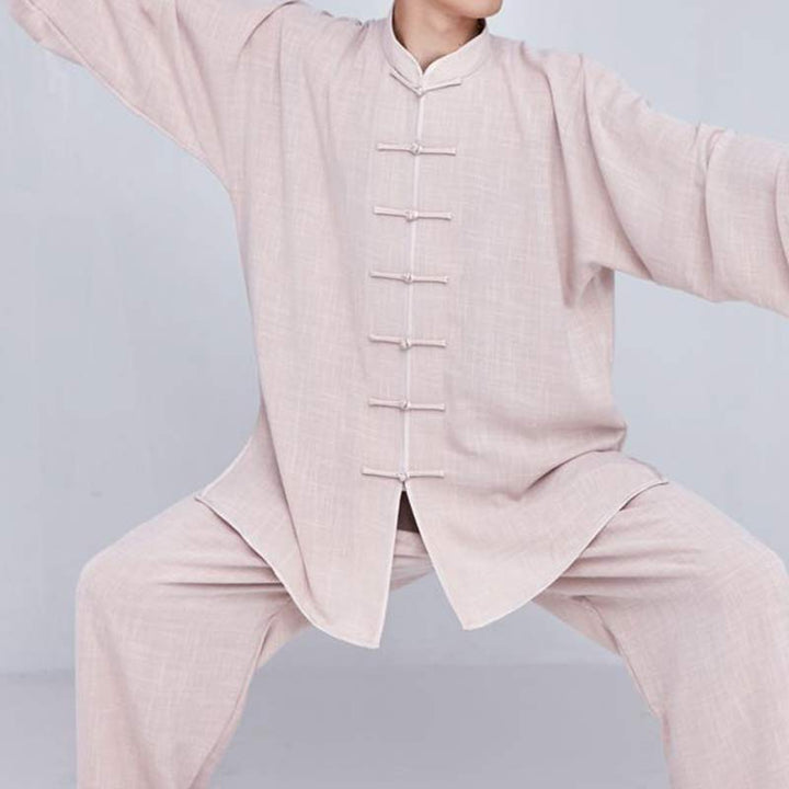 Buddha Stones Meditazione Zen Preghiera Spirituale Tai Chi Qigong Pratica Unisex Ricamo Abbigliamento Set - Manica lunga color cachi - US14, UK/AU18, EU46 (3XL) - image 12