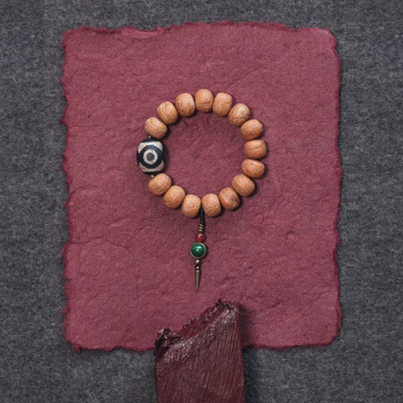 Bracciale Mala da polso con ciondolo di pace in Buddha Stones Tibet Bodhi Seed Dzi Bead
