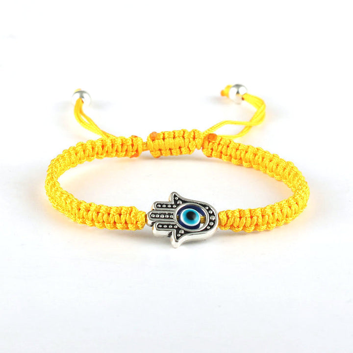 Braccialetto con cordino di protezione e fortuna con simbolo Hamsa fatto a mano con Buddha Stones