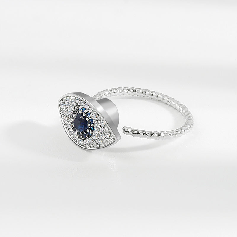 Anello girevole in argento sterling 925 con protezione contro il malocchio e benedizione