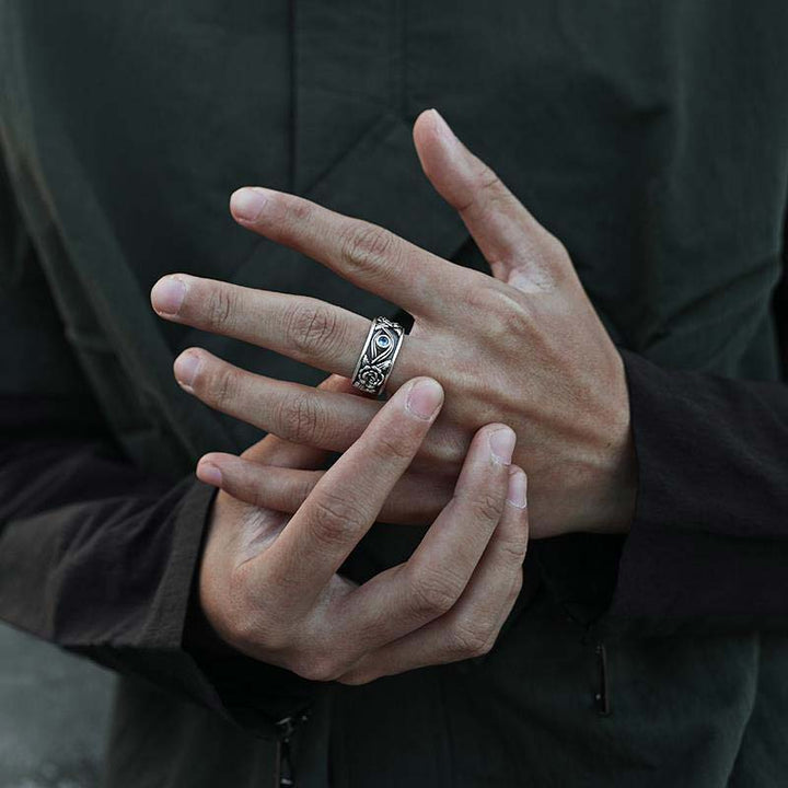 Anello regolabile con protezione in cristallo con occhio di Horus Buddha Stones