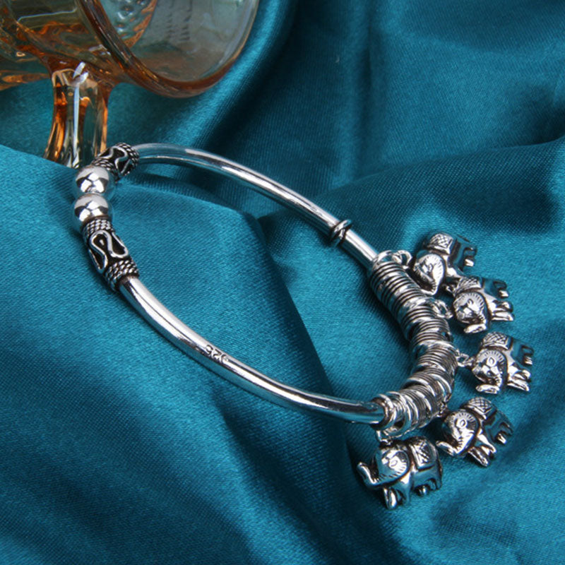 Bracciale Buddha Stones 925 Sterling Silver Elephant Strength Braccialetto