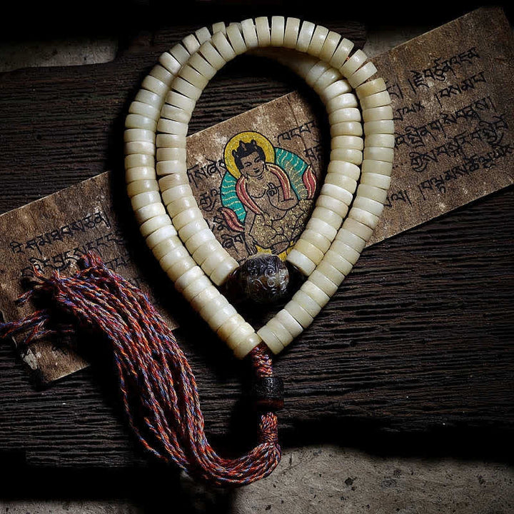 Bracciale Mala tibetano con 108 perle di Mala di Yak Bone Balance Strength