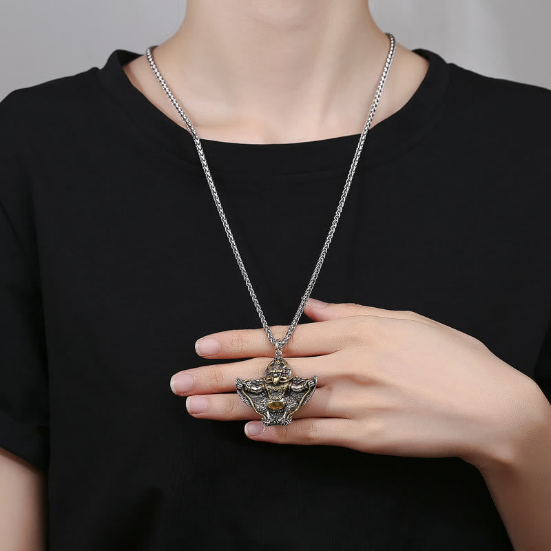 Buddha Stones Tibet Garuda Uccello Rame Protezione Collana Pendente